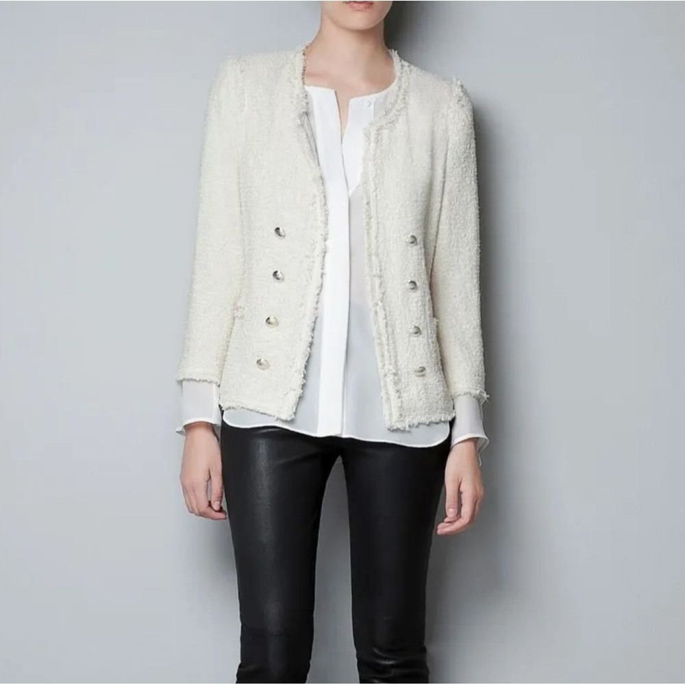 Zara Limited Edition Open Front Tweed Blazer XS